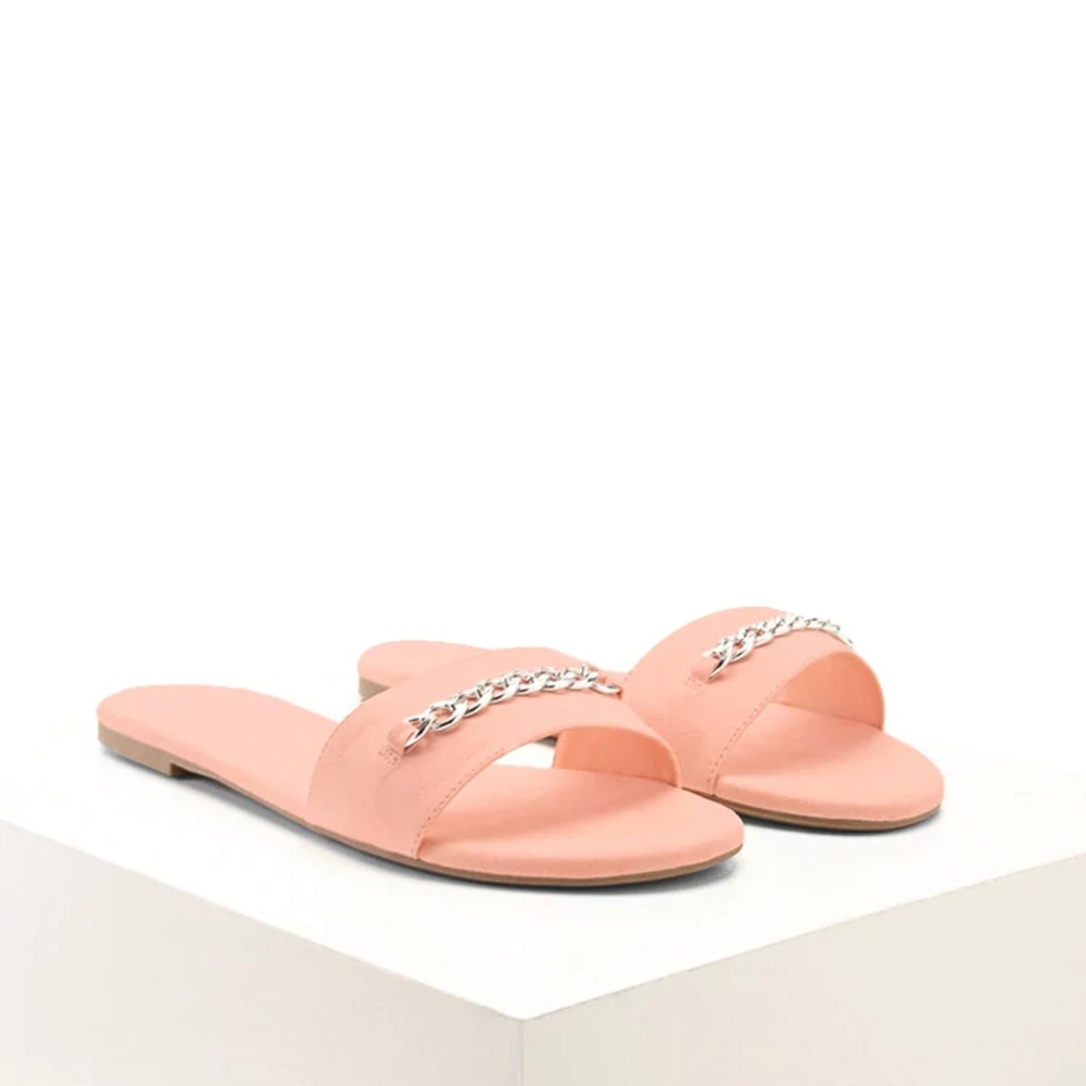 Suede Chain Slides